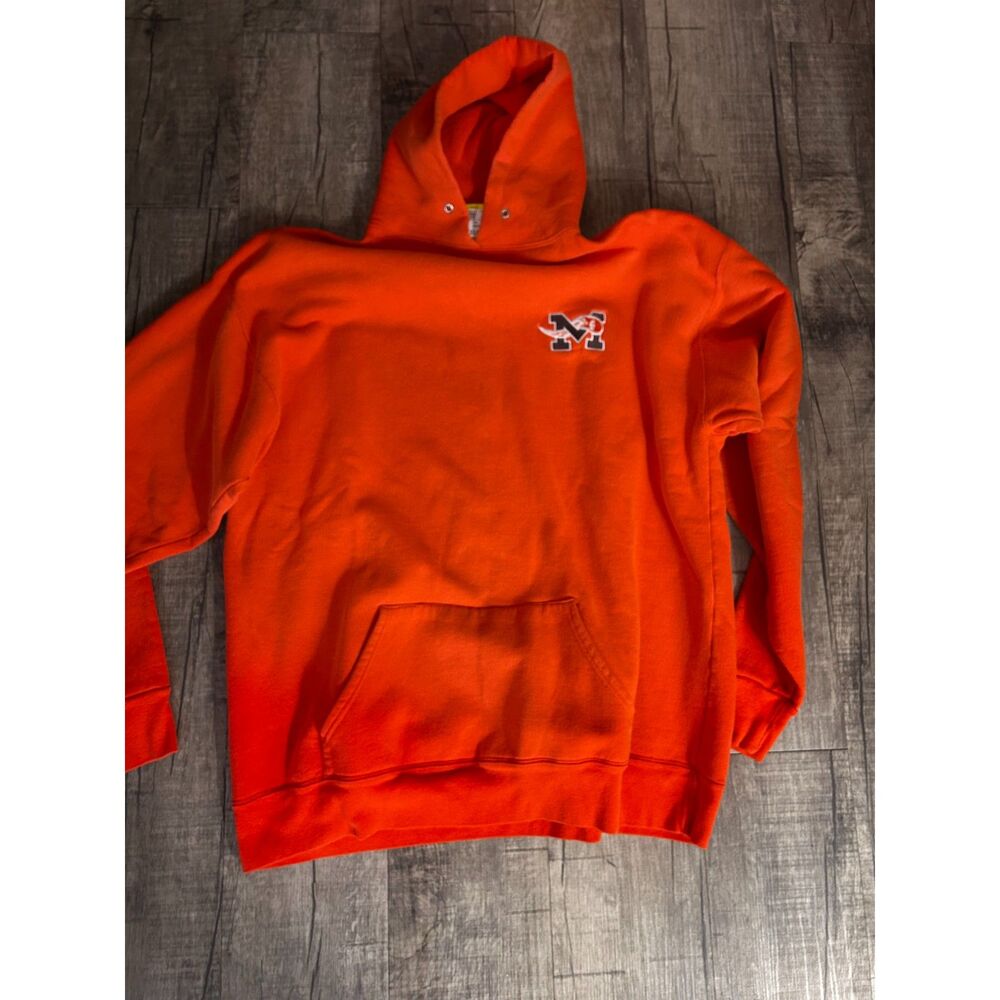 Vintage Eagle USA Heavyweight Orange Hoodie Sweatshirt Mens Size XXL Made In USA